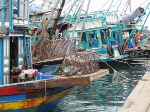 Fishing boats resting in the harbour